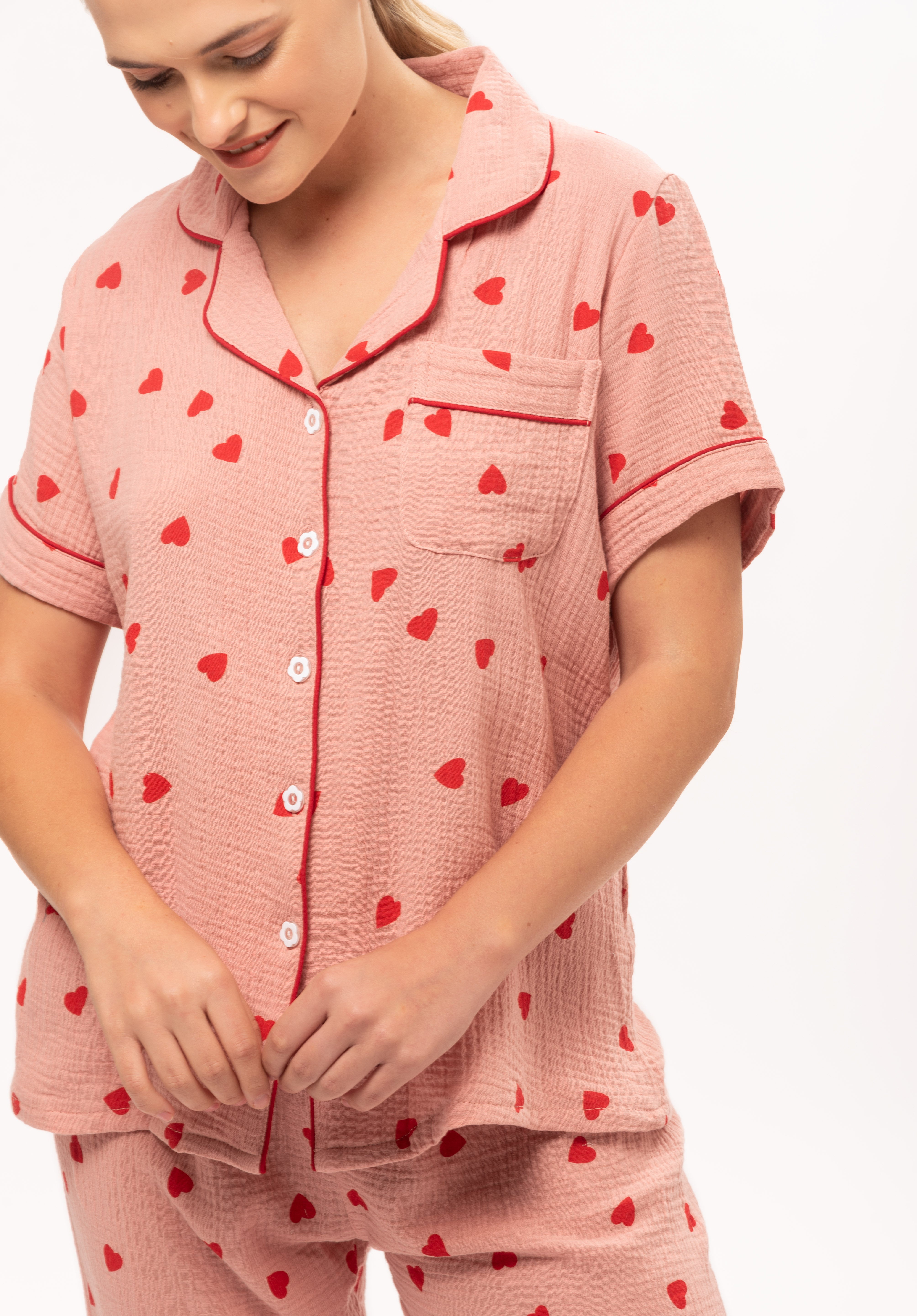 Pijama Set Gasa Heart - Palo Rosa