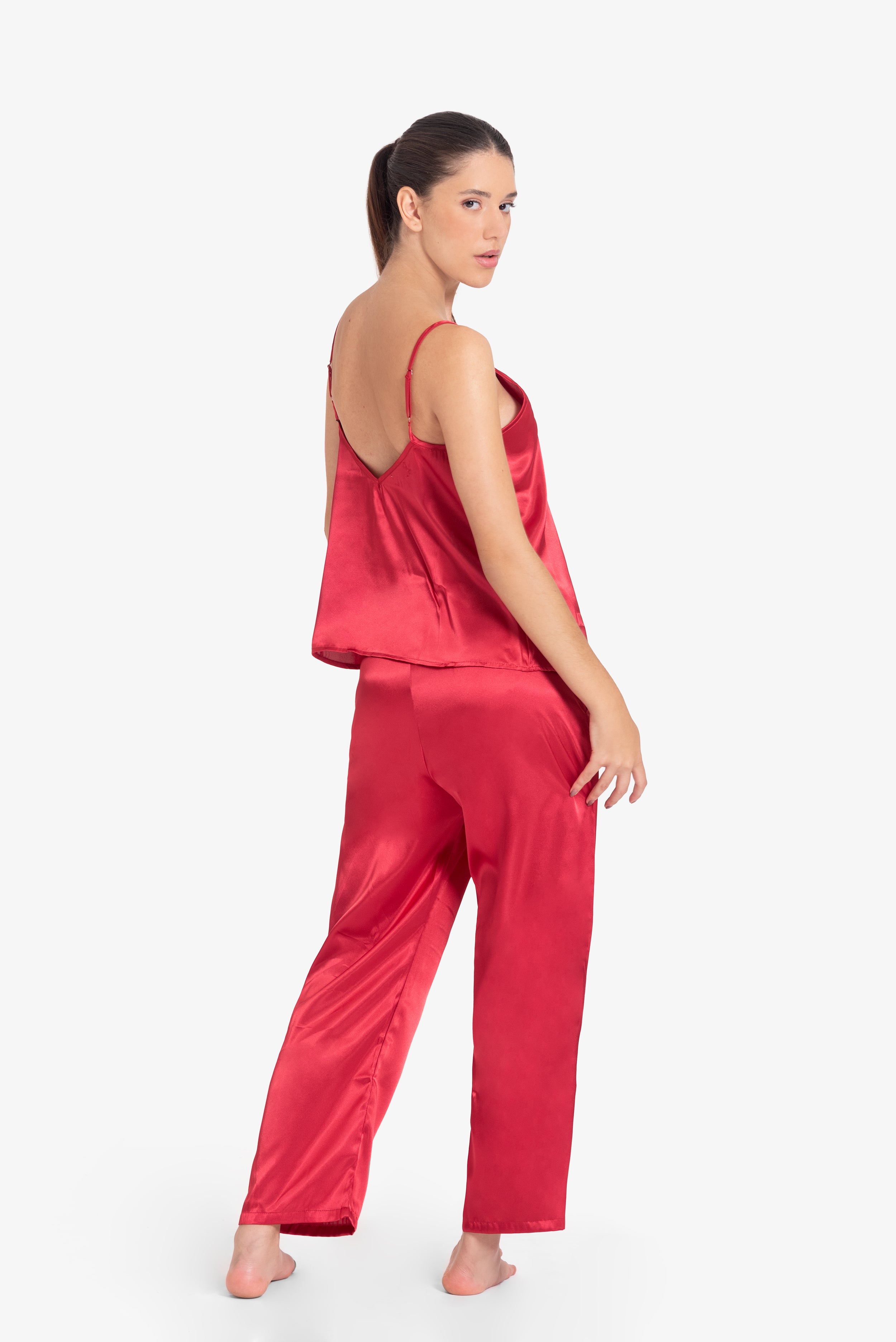 Pijama Set Satin - Sofia - Rojo