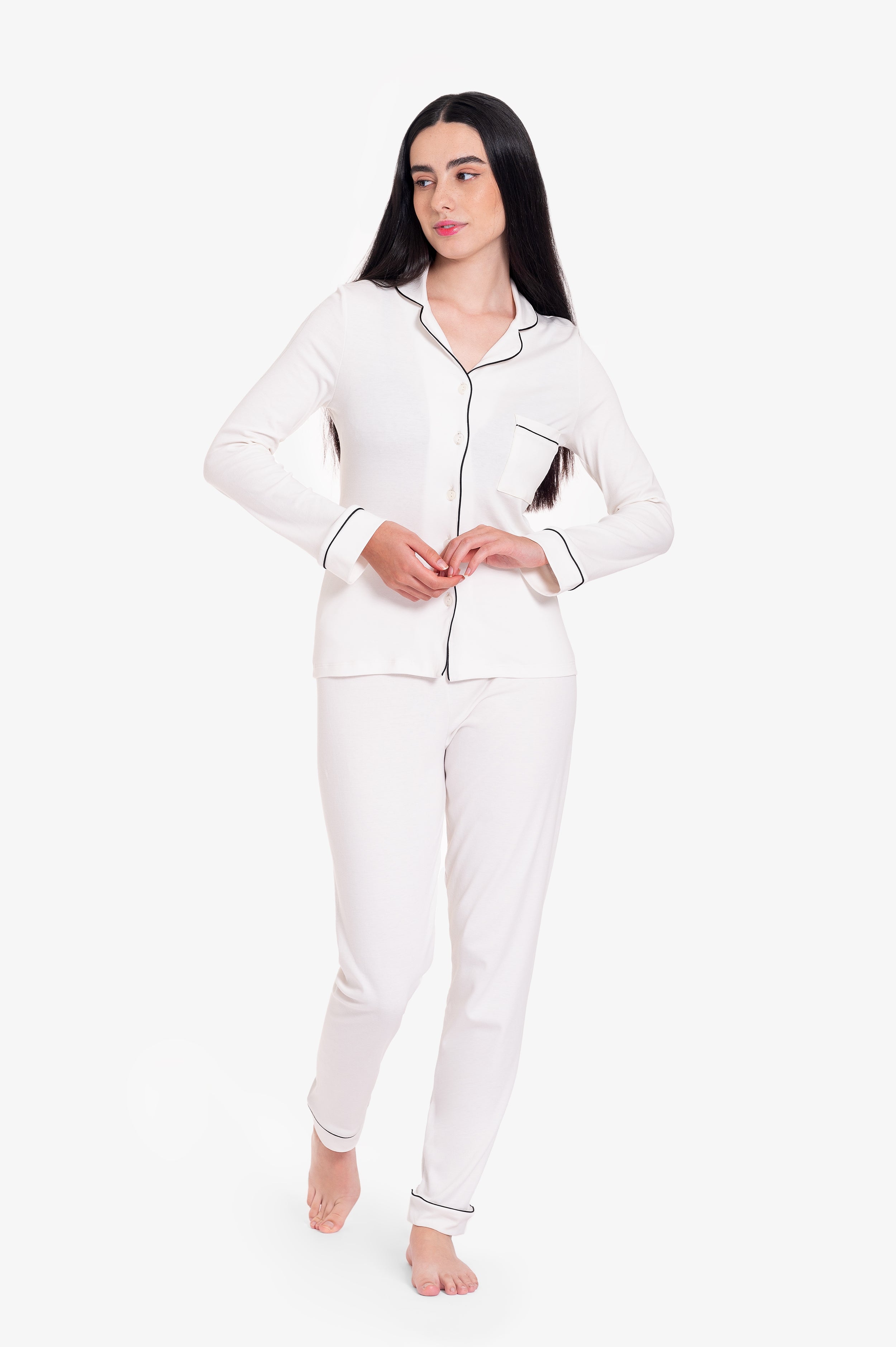 Pijama Set Pima Cotton - Alondra - Blanco