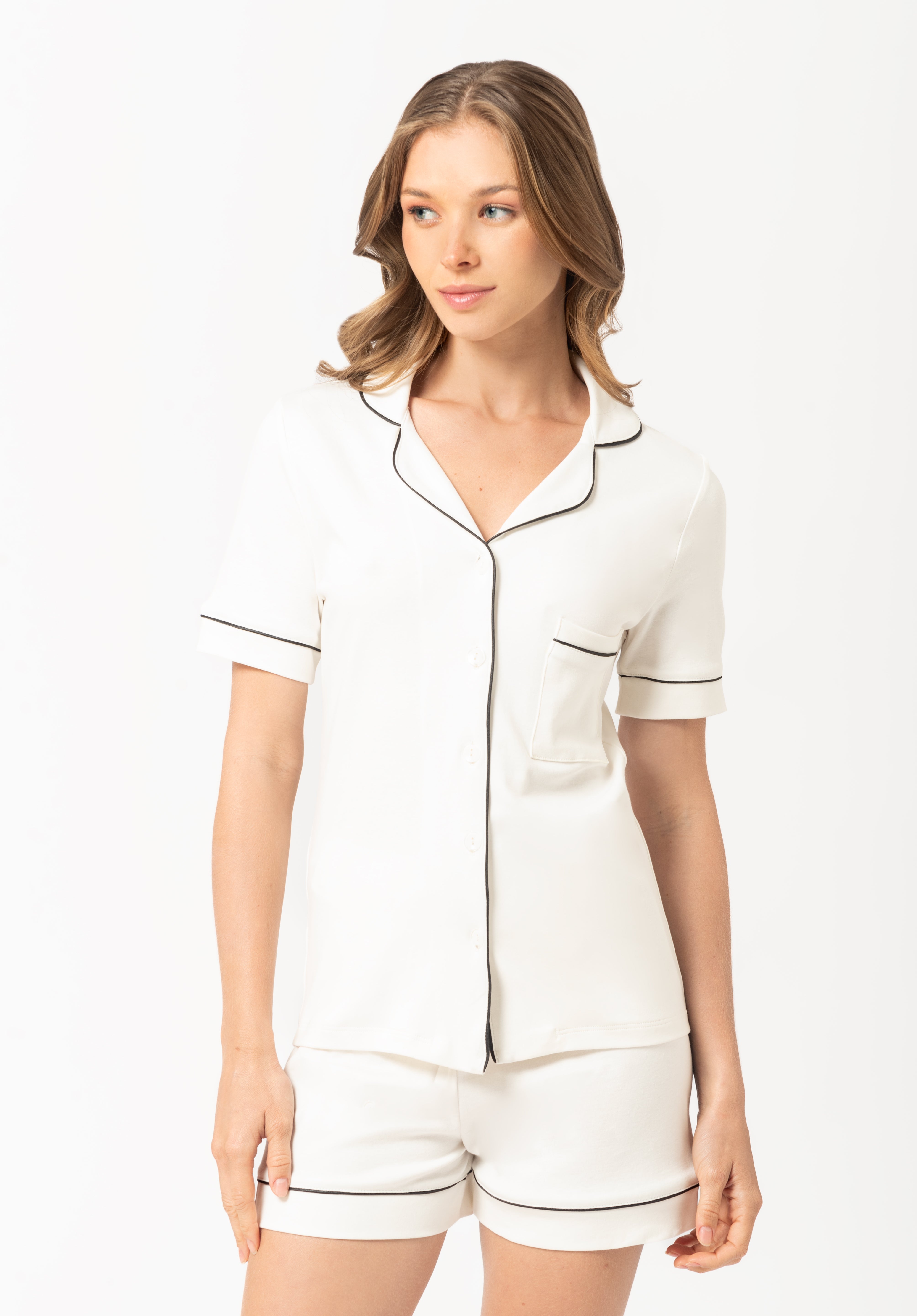 Pijama Set Pima Cotton - Elena - Blanco