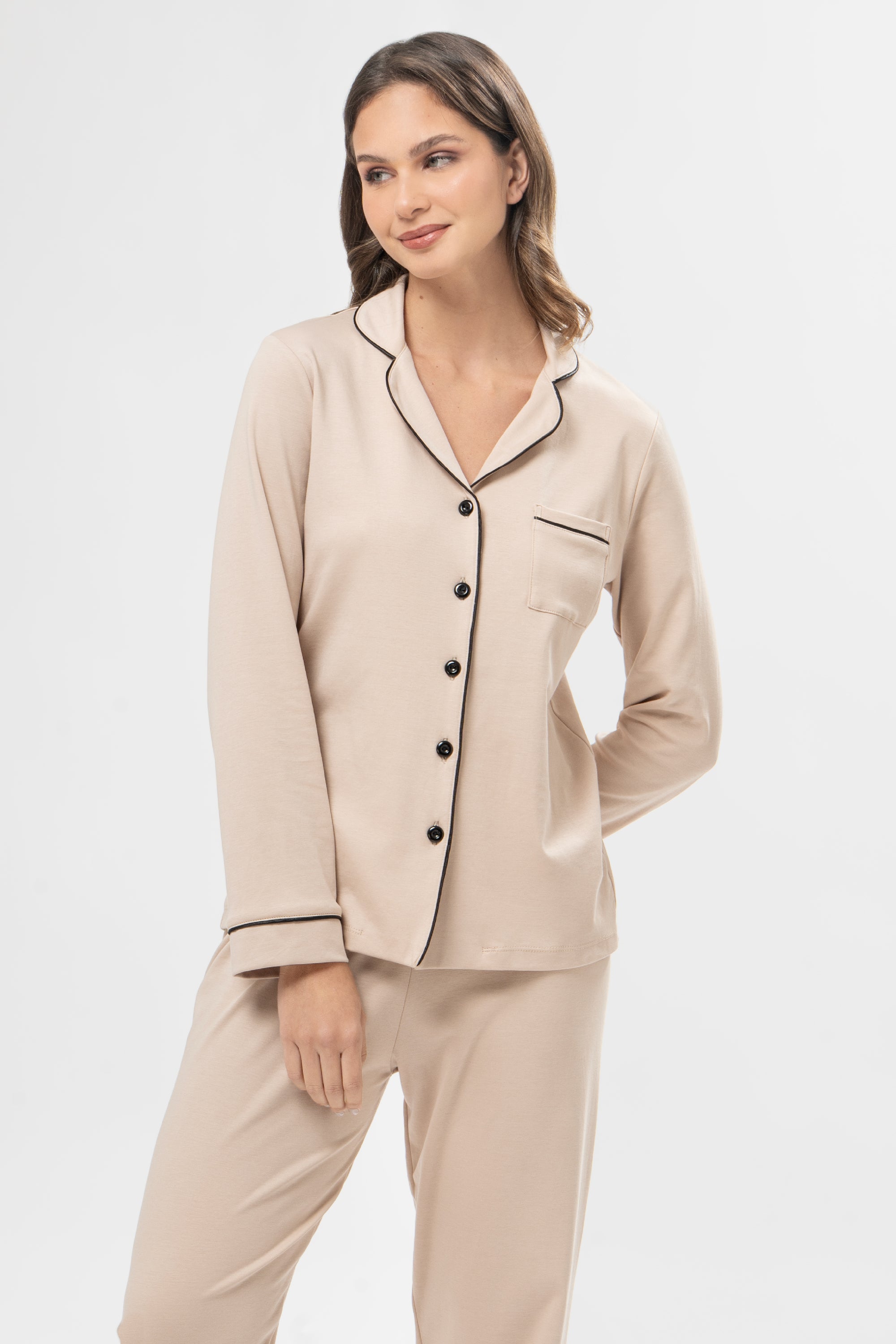 Pijama Set Pima Cotton - Alondra - Beige