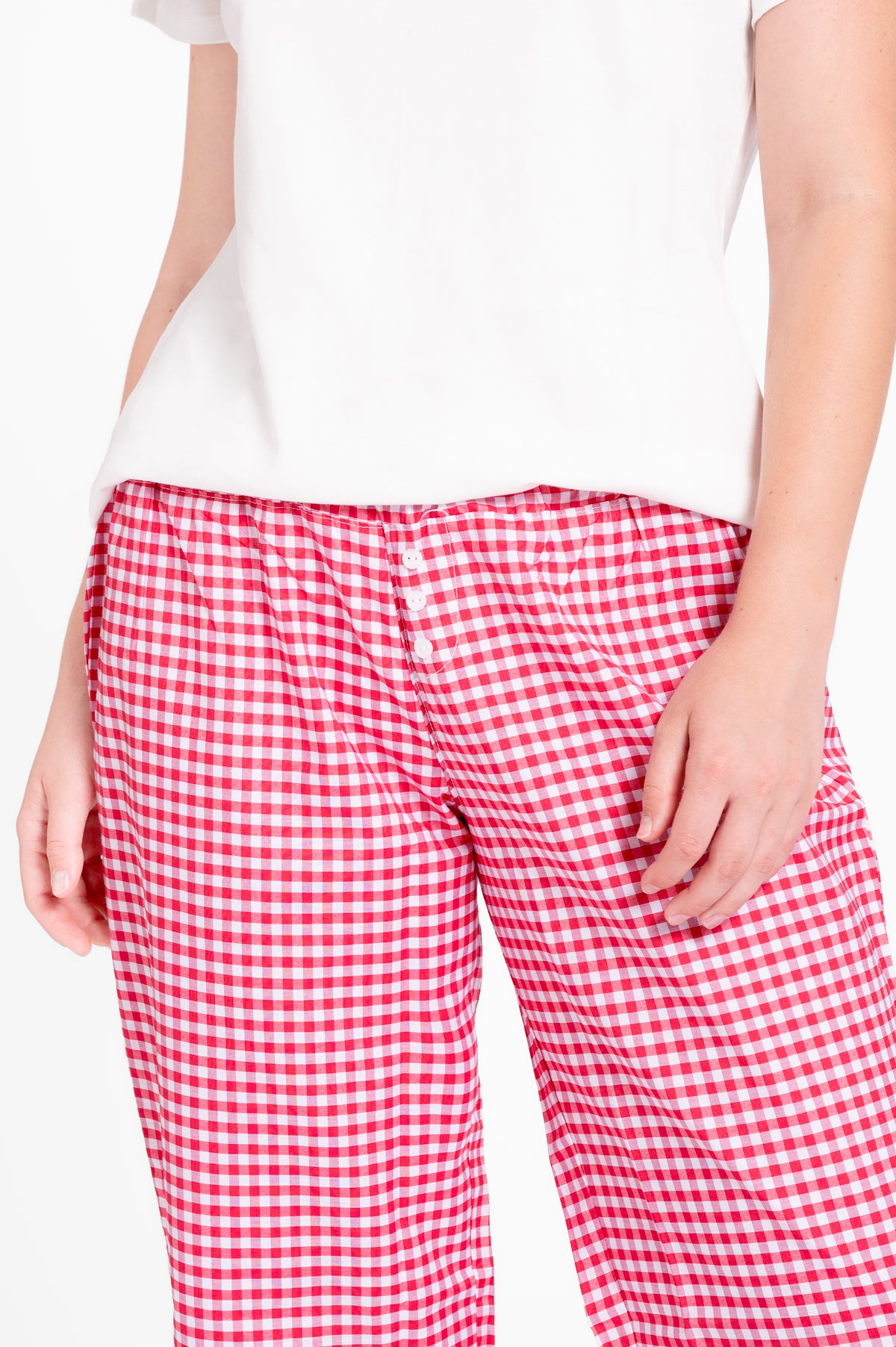 Pijama Set Pima Cotton y Vichy - Emi- Rojo
