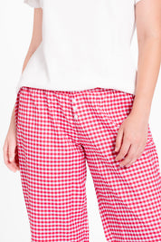 Pijama Set Pima Cotton y Vichy - Emi- Rojo