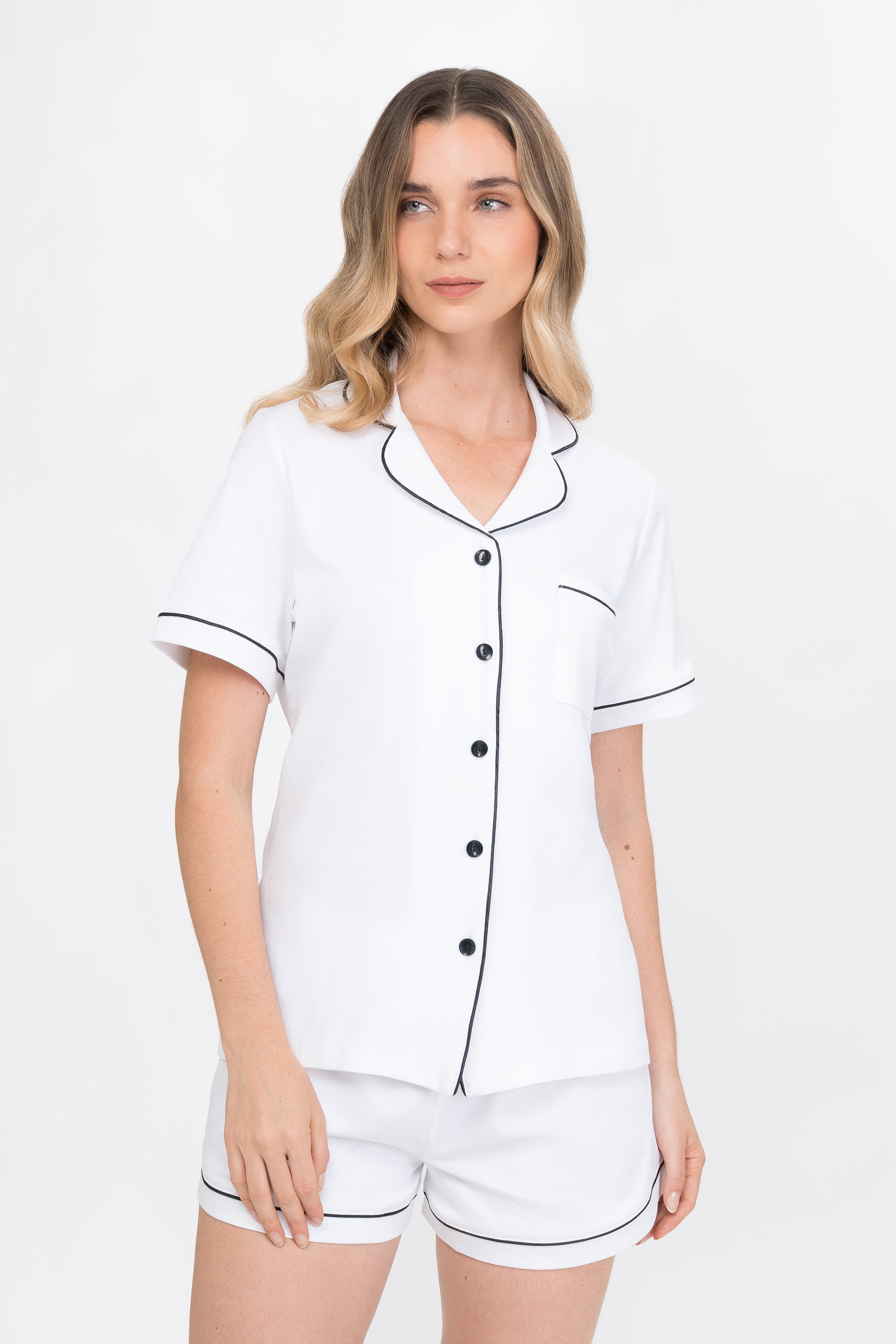 Pijama Algodón Pima Elena | Blanco