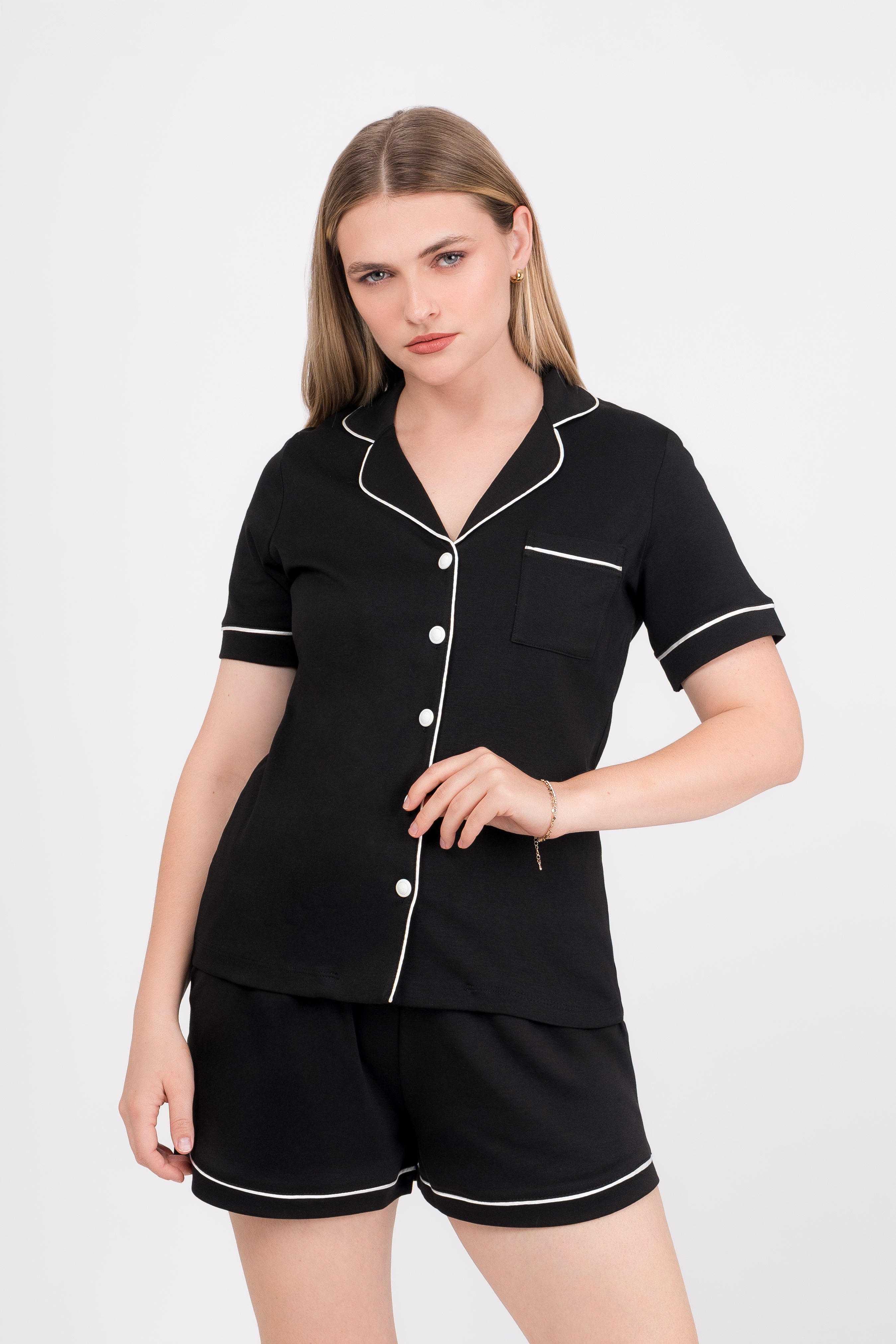 Pijama Algodón Pima Elena | Negro