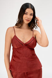 Pijama Saten Vela | Vino