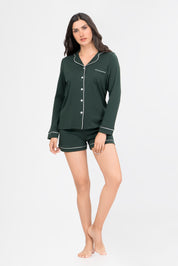 Pijama Algodón Pima Isabella | Verde Bosque