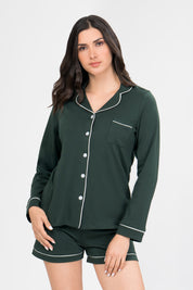 Pijama Algodón Pima Isabella | Verde Bosque