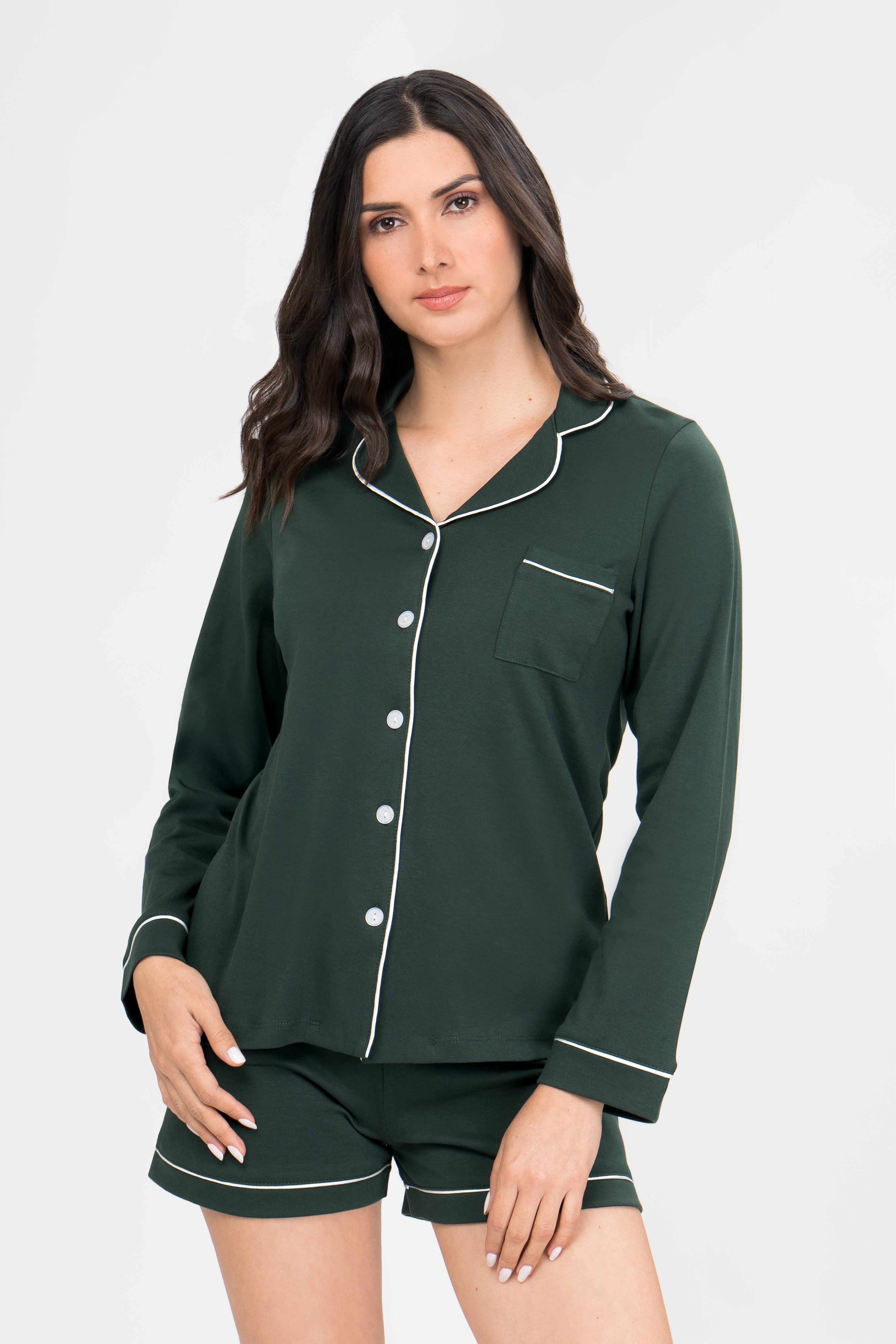 Pijama Algodón Pima Isabella | Verde Bosque
