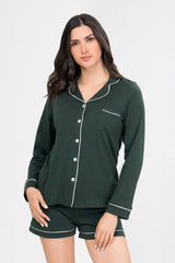 Pijama Algodón Pima Isabella | Verde Bosque