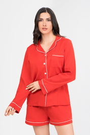 Pijama Algodón Pima Isabella | Rojo