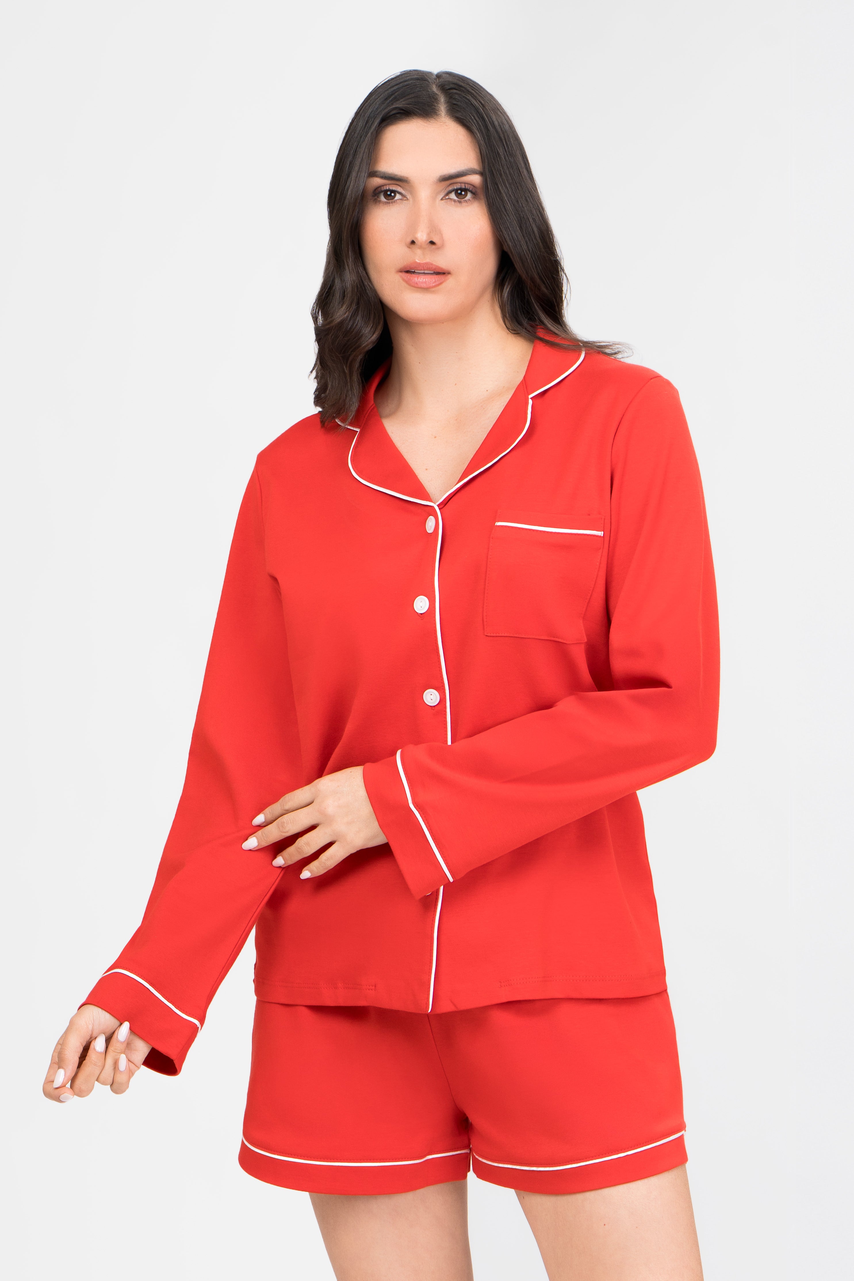 Pijama Algodón Pima Isabella | Rojo