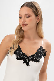 Set Kimono + Camisón París | Satén | Blanco