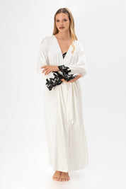 Set Kimono + Camisón París | Satén | Blanco