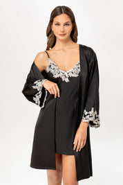 Set kimono + Camisón Salma - Negro