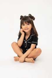 Set Pijama Algodón Pima Kids Short - Negro