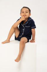 Set Pijama  algodón Pima Kids Short - Azul