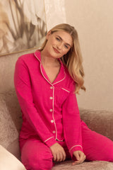 Pijama Set Alondra Pima - Manga Larga + Pantalon - Fresa