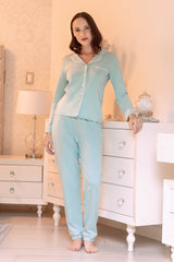 Pijama Set Alondra Pima - Manga Larga + Pantalon - Verde Pastel