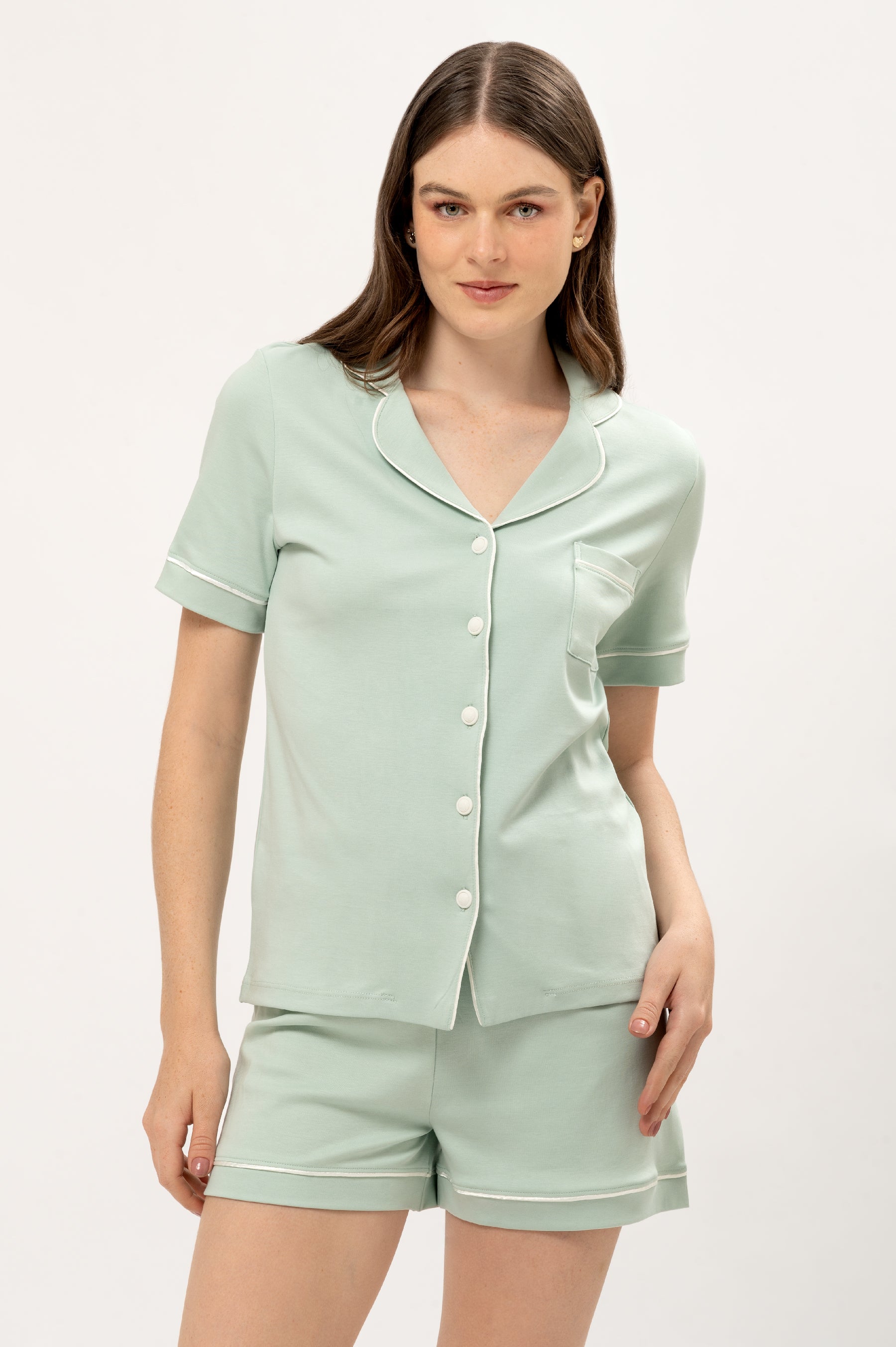 Pijama Algodón Pima Elena | Verde Pastel