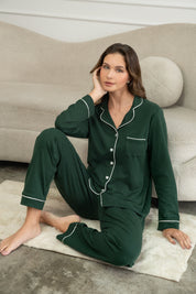 Pijama Algodón Pima Alondra | Verde Bosque