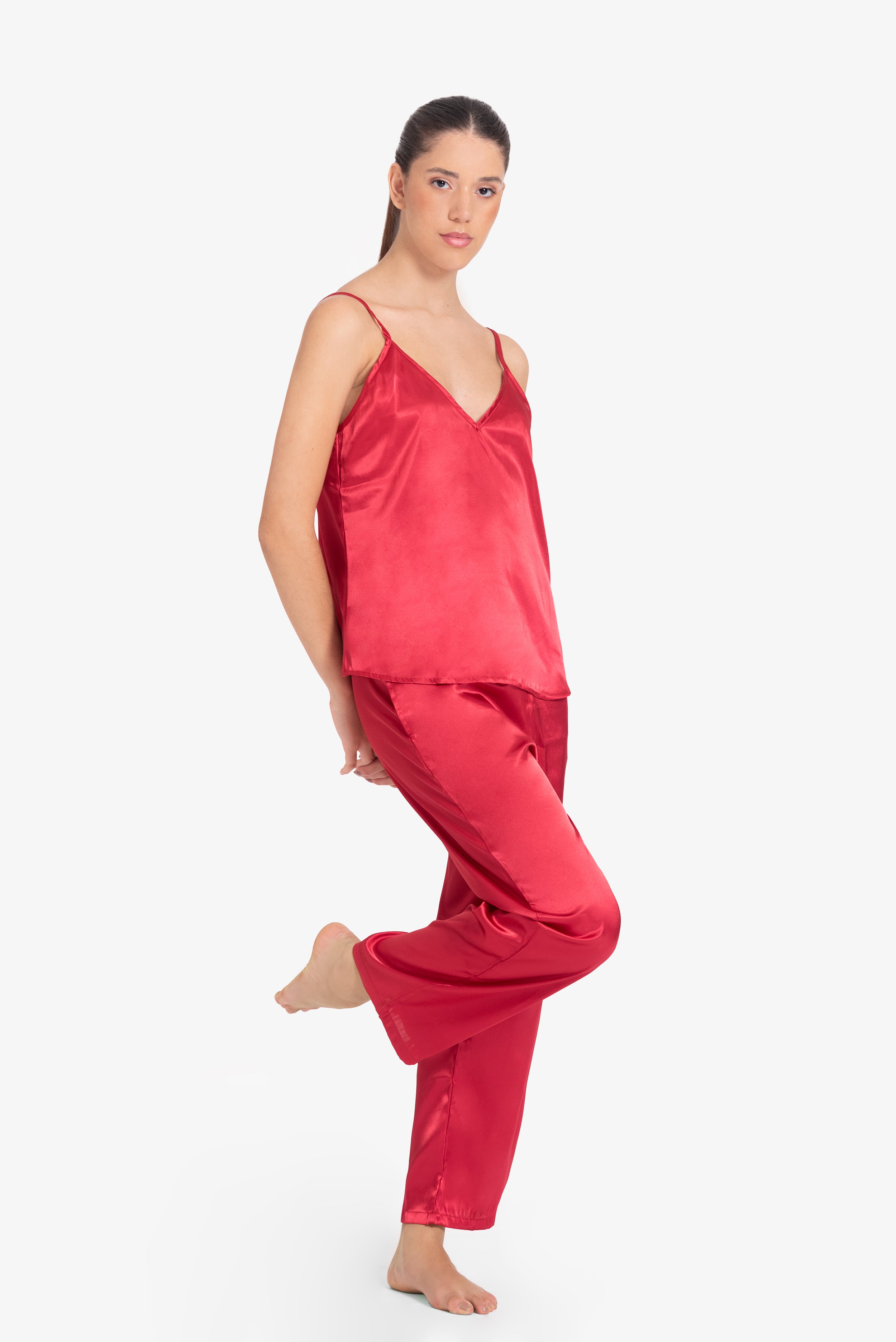 Pijama Set Satin - Sofia - Rojo