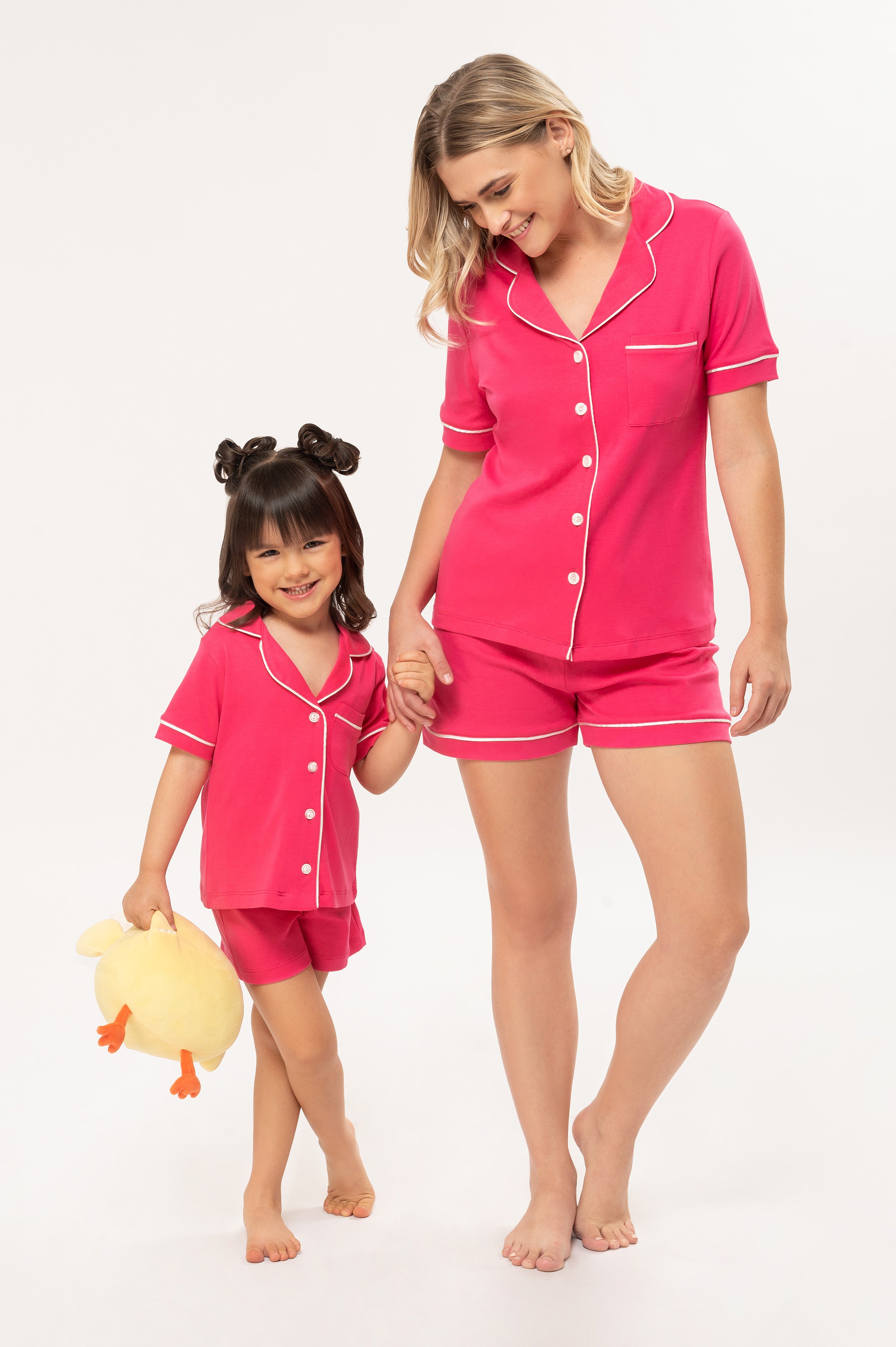 Set Pijama Algodón Pima Kids Short - Fucsia