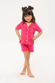 Set Pijama Algodón Pima Kids Short - Fucsia