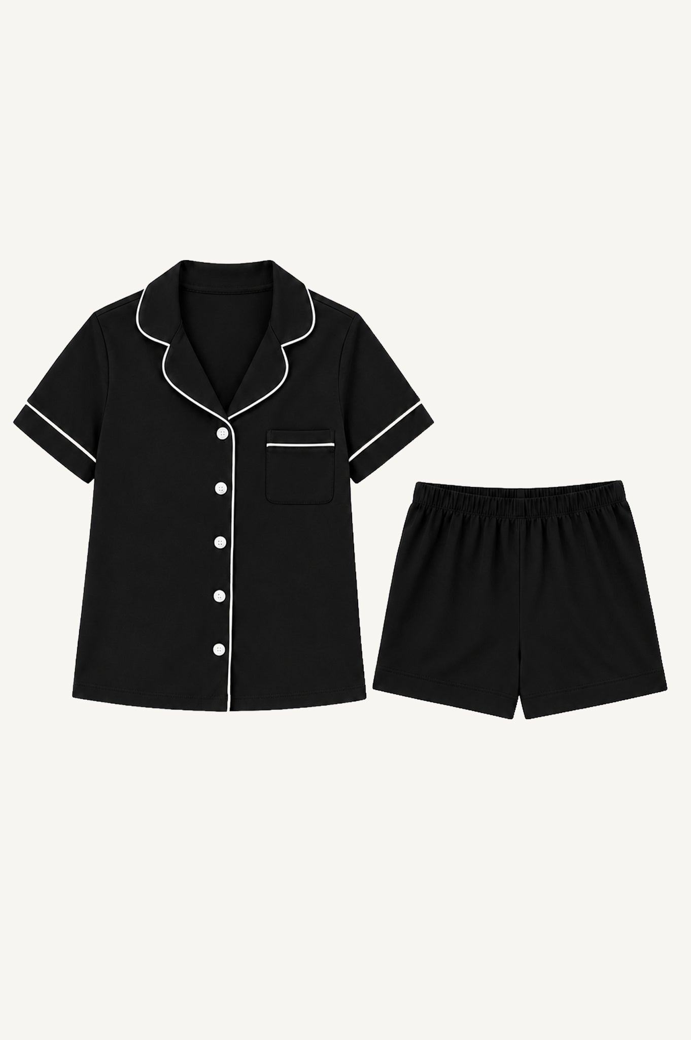 Set Pijama Algodón Pima Kids Short | Negro