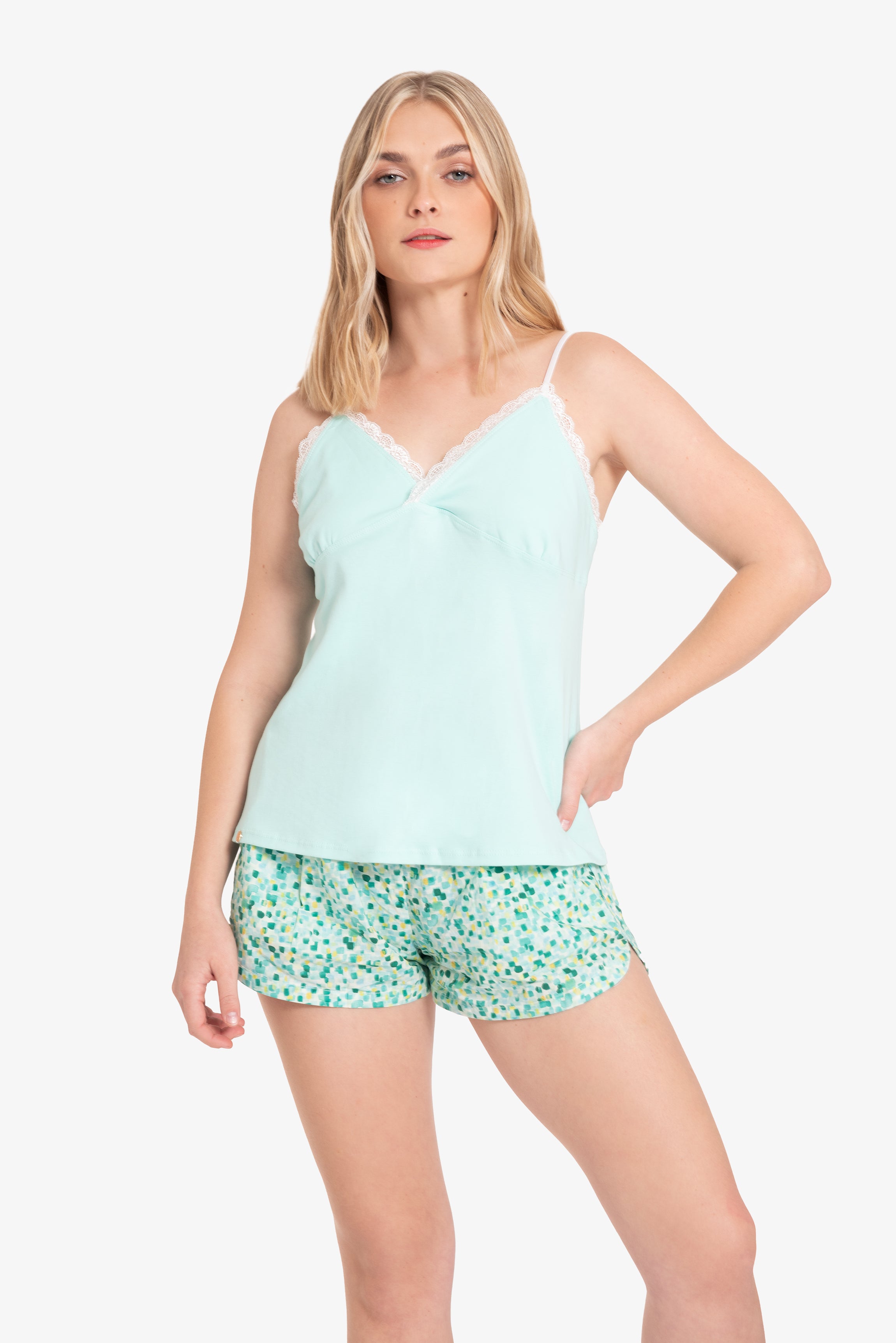 Pijama Set de algodón - Jade - Verde agua