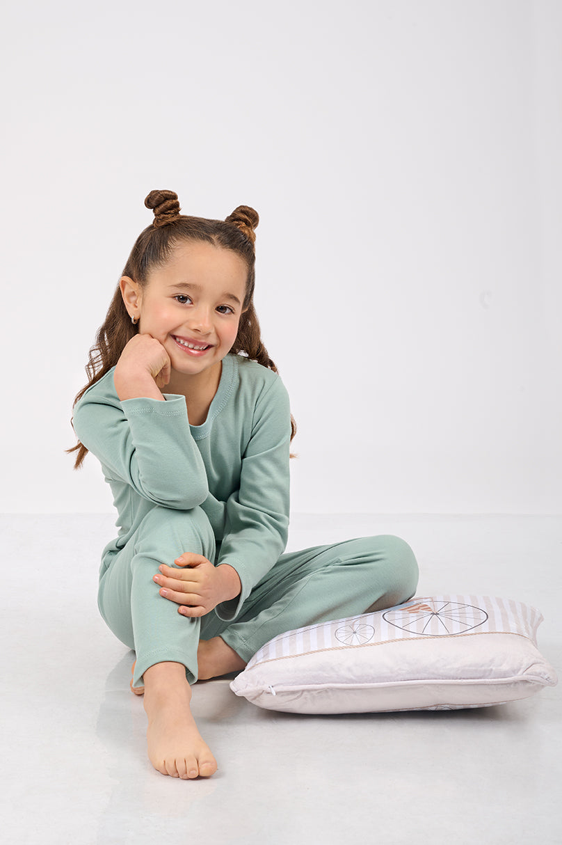 Set Pijama Algodón Pima Unisex Kids - Amaranto - Verde