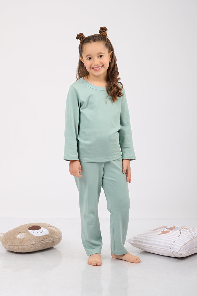 Set Pijama Algodón Pima Unisex Kids - Amaranto - Verde