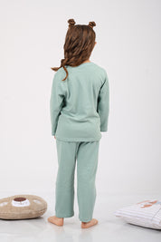Set Pijama Algodón Pima Unisex Kids - Amaranto - Verde