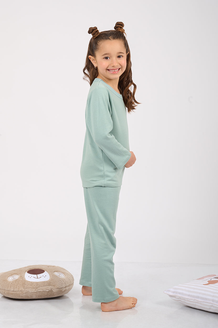 Set Pijama Algodón Pima Unisex Kids - Amaranto - Verde