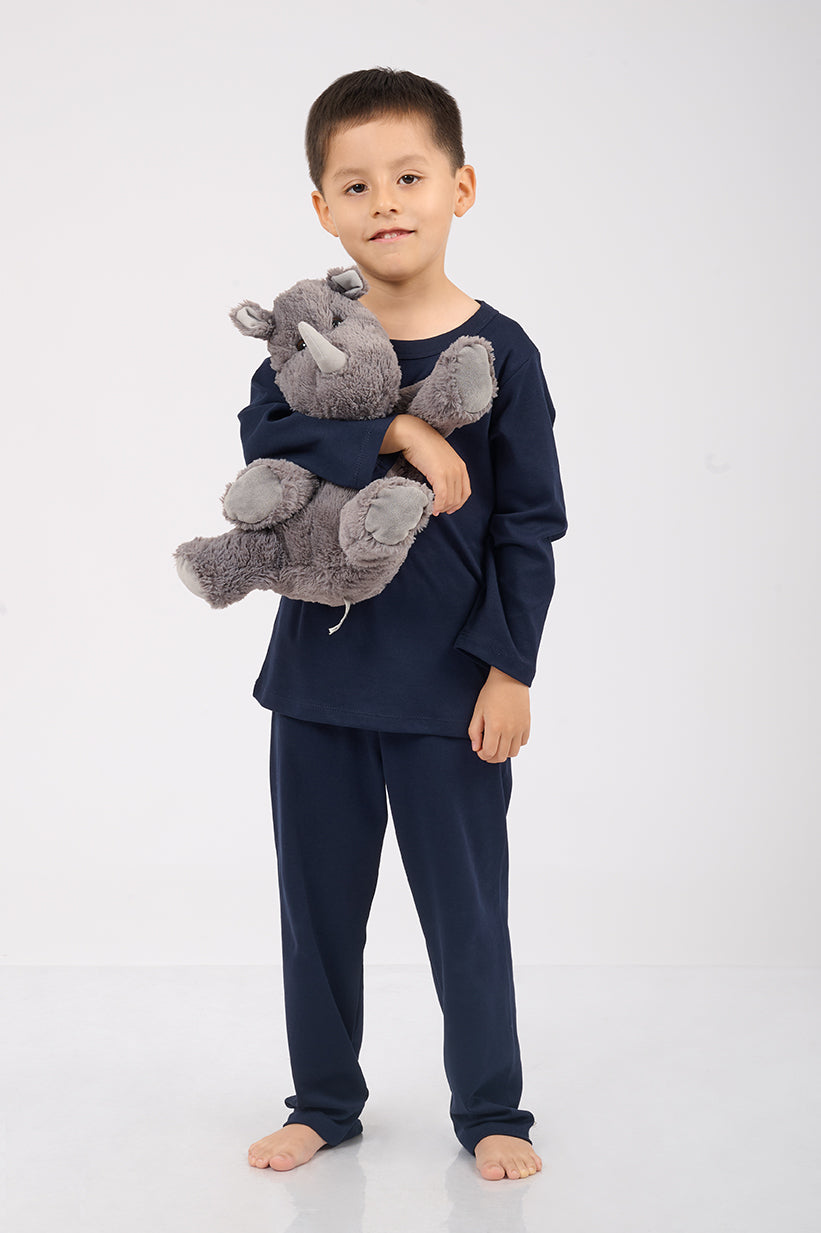 Set Pijama Algodón Pima Unisex Kids - Amaranto - Azul