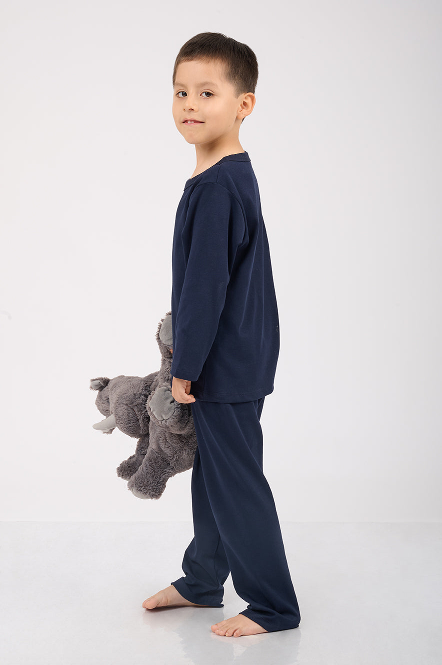 Set Pijama Algodón Pima Unisex Kids - Amaranto - Azul