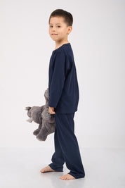 Set Pijama Algodón Pima Unisex Kids - Amaranto - Azul