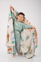 Set Pijama Algodón Pima Unisex Kids - Amaranto - Verde