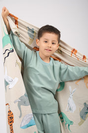 Set Pijama Algodón Pima Unisex Kids - Amaranto - Verde