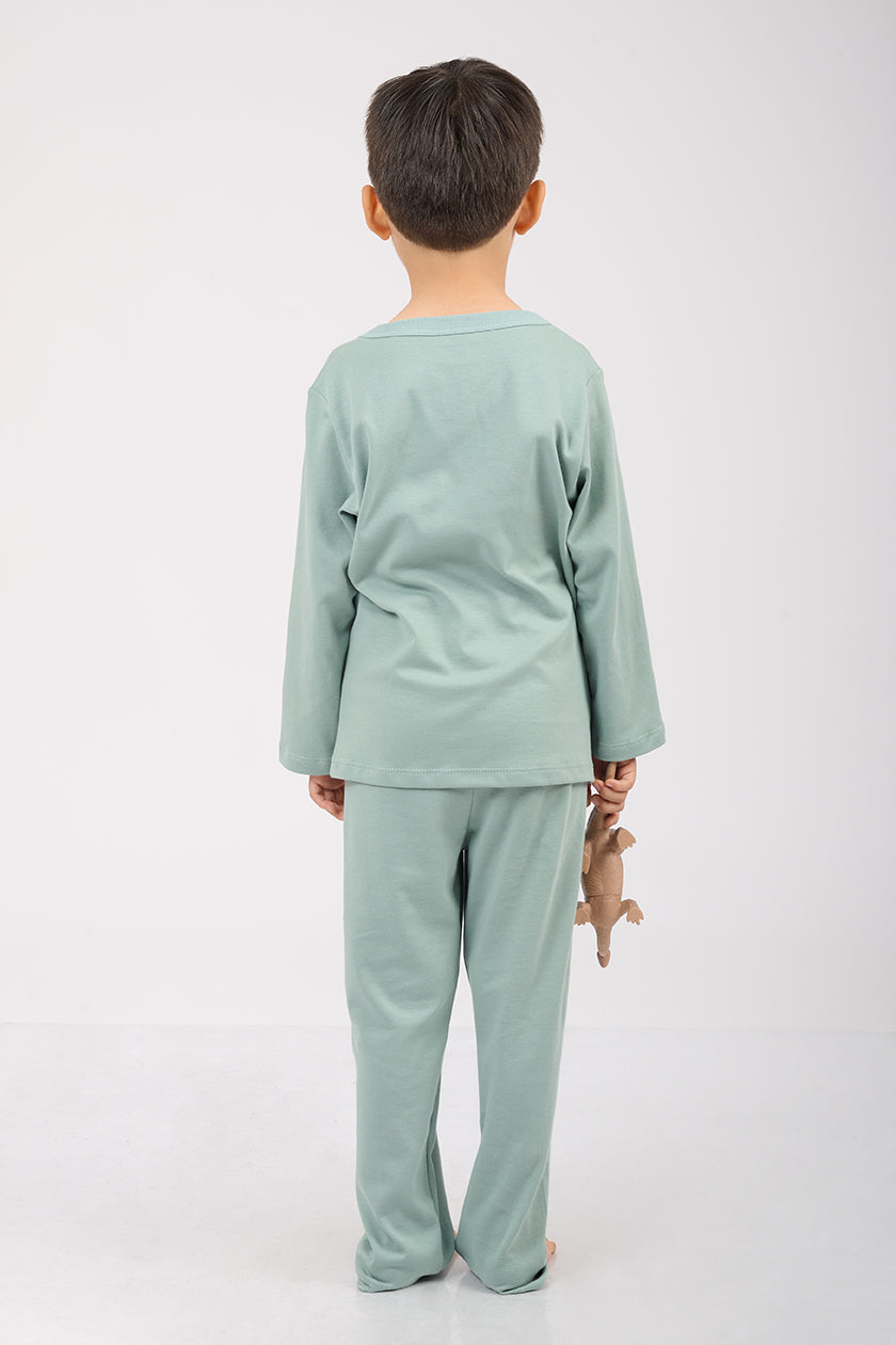 Set Pijama Algodón Pima Unisex Kids - Amaranto - Verde