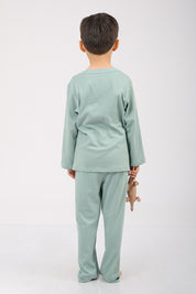 Set Pijama Algodón Pima Unisex Kids - Amaranto - Verde