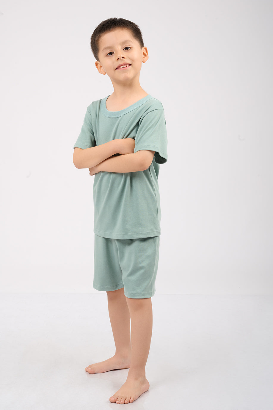 Set Pijama Algodón Pima Unisex Kids - Indigo - Verde