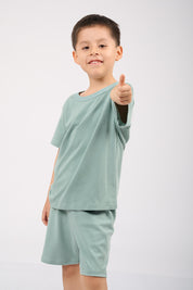 Set Pijama Algodón Pima Unisex Kids - Indigo - Verde
