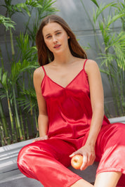 Pijama Set Satin - Sofia - Rojo