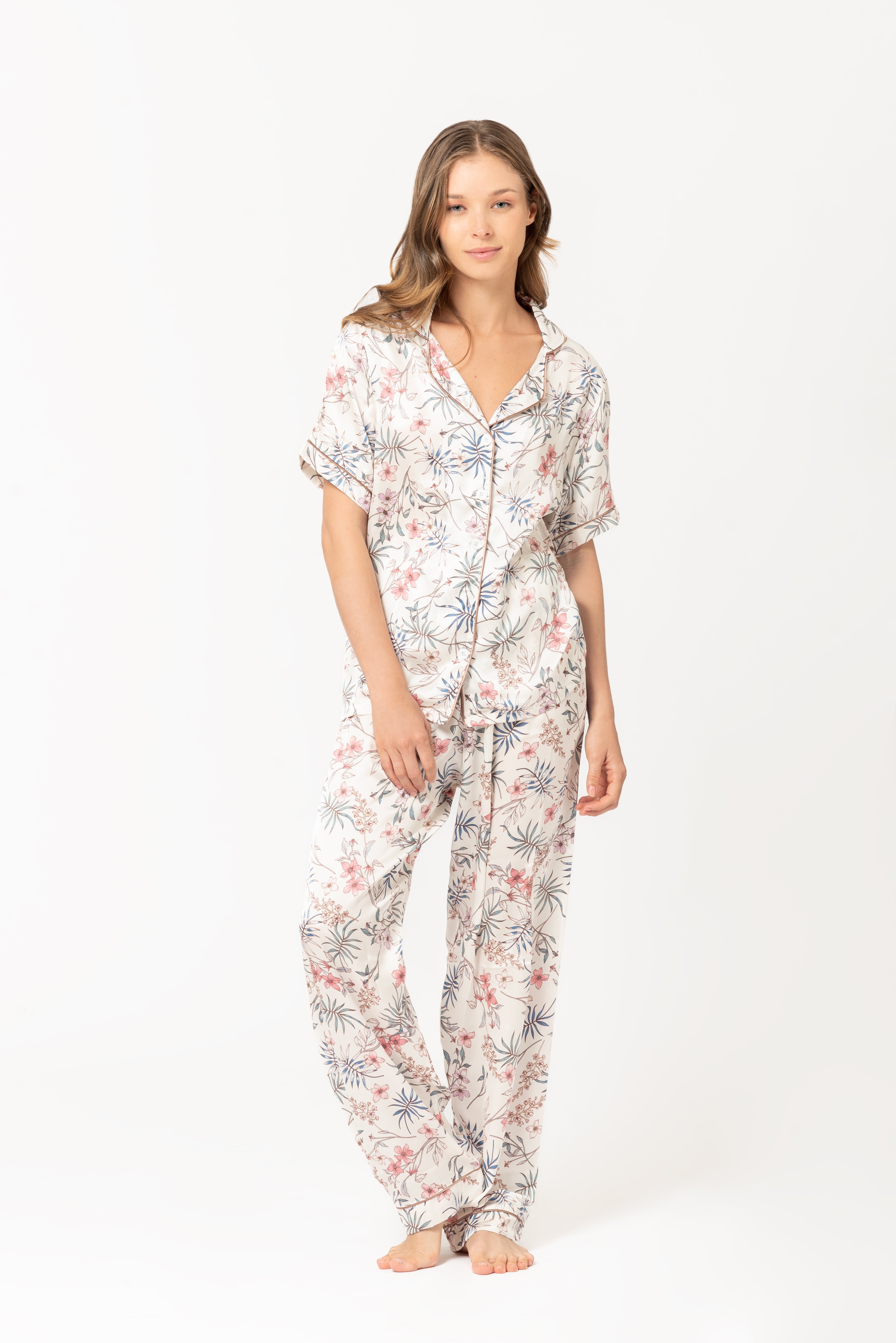 Pijama set Saten Alice - Flowers