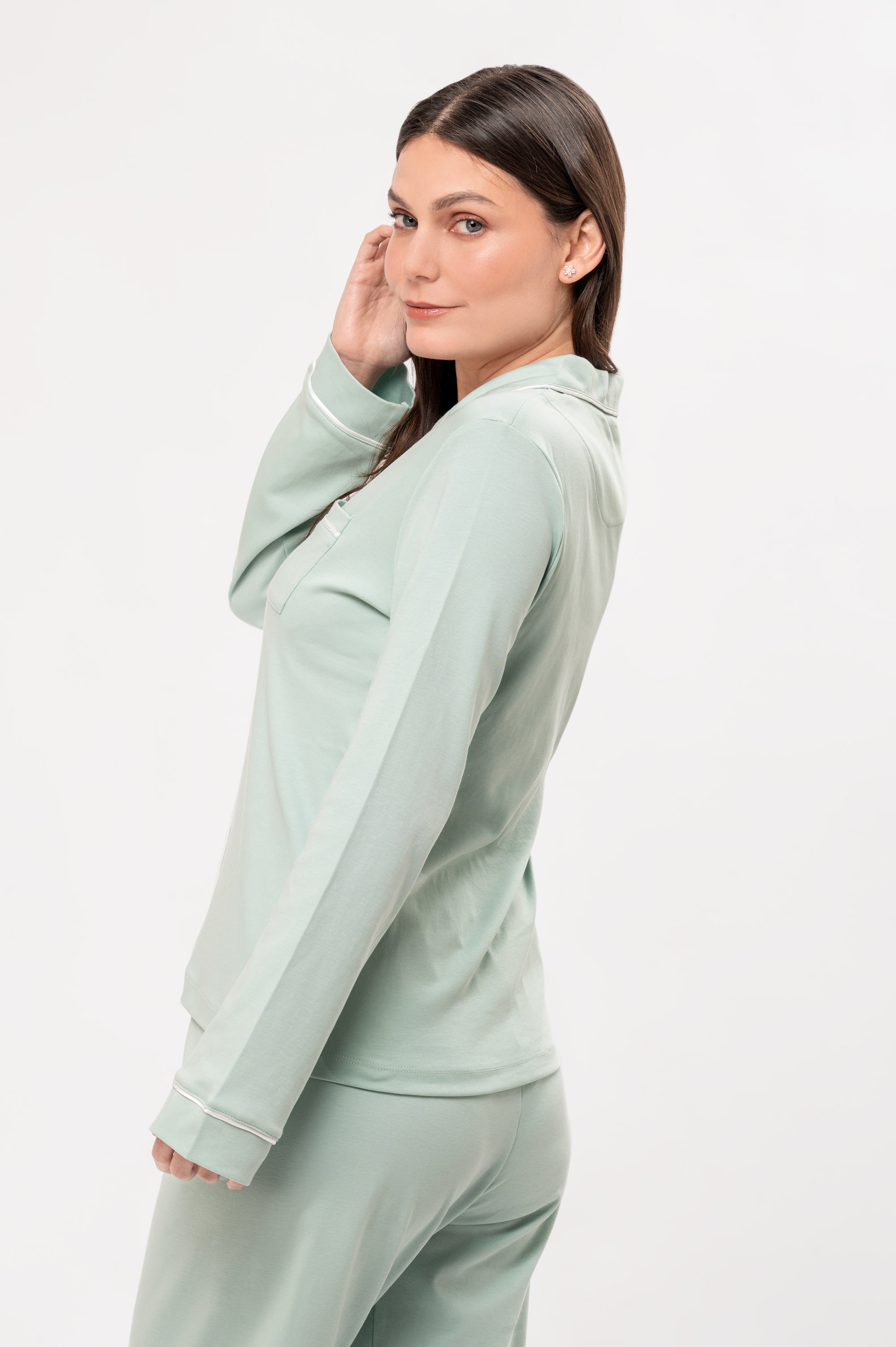 Pijama Algodón Pima Alondra | Verde Pastel