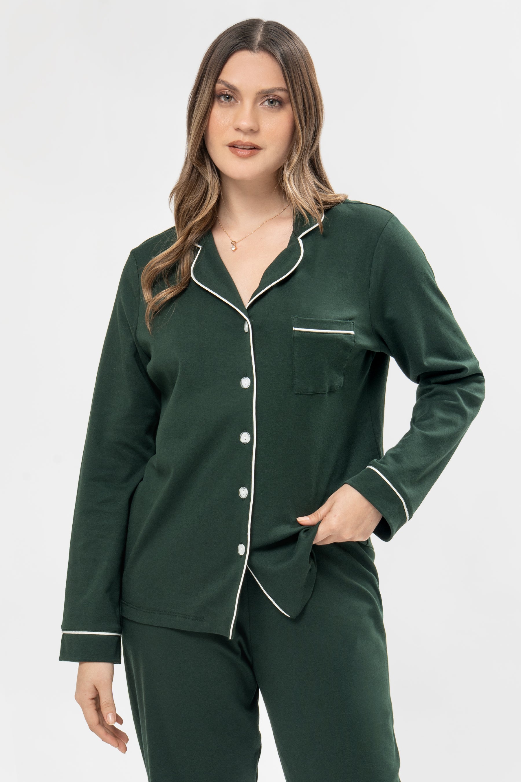 Pijama Algodón Pima Alondra | Verde Bosque