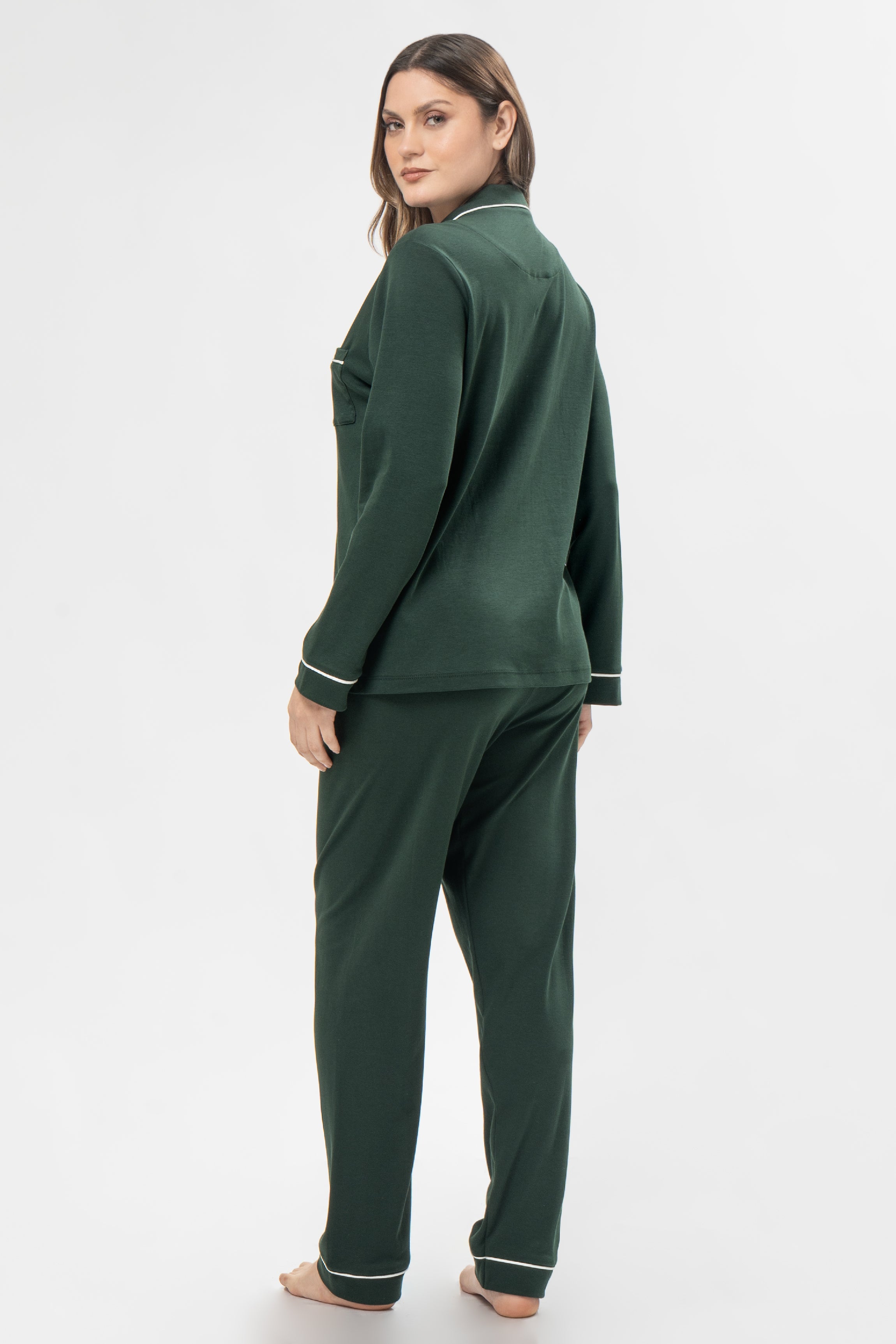 Pijama Set Pima Cotton - Alondra - Verde Bosque
