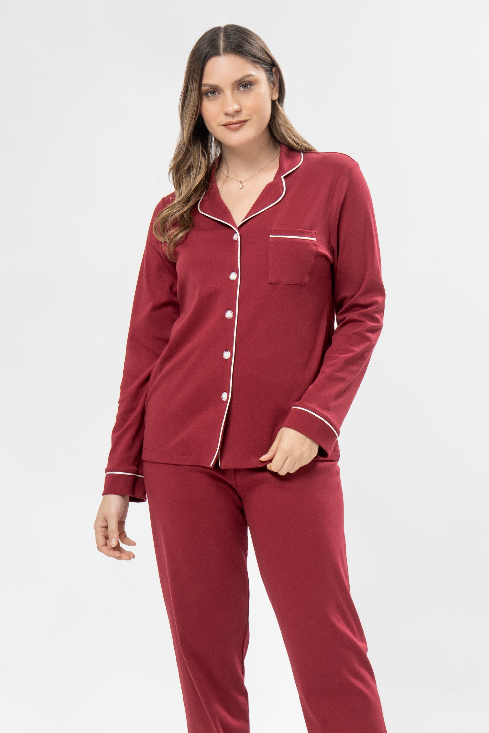 Pijama Algodón Pima Alondra | Vino