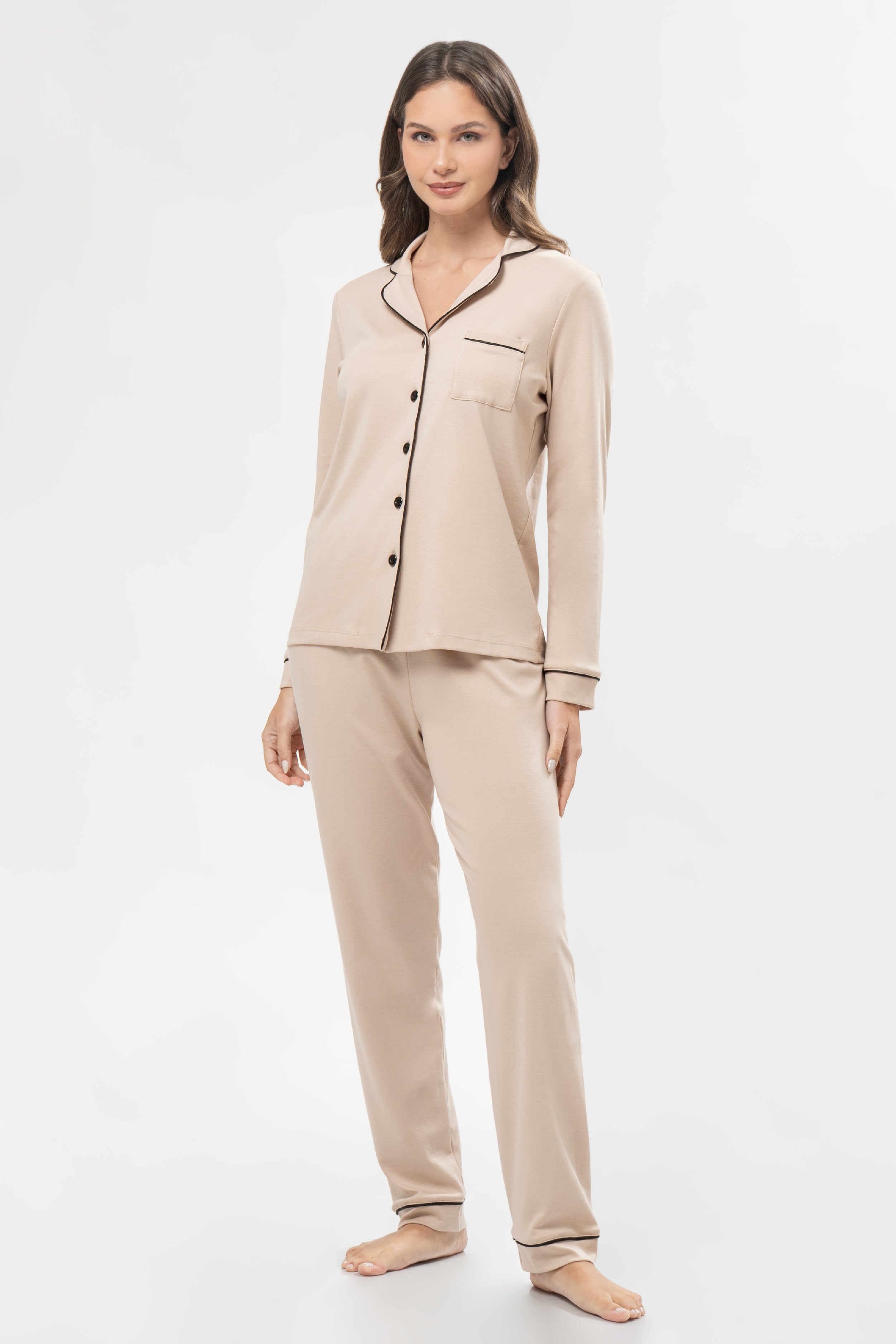 Pijama Algodón Pima Alondra | Beige